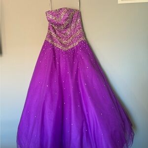 Strapless Purple Beaded Girls' Ball Gown Hoop Dress